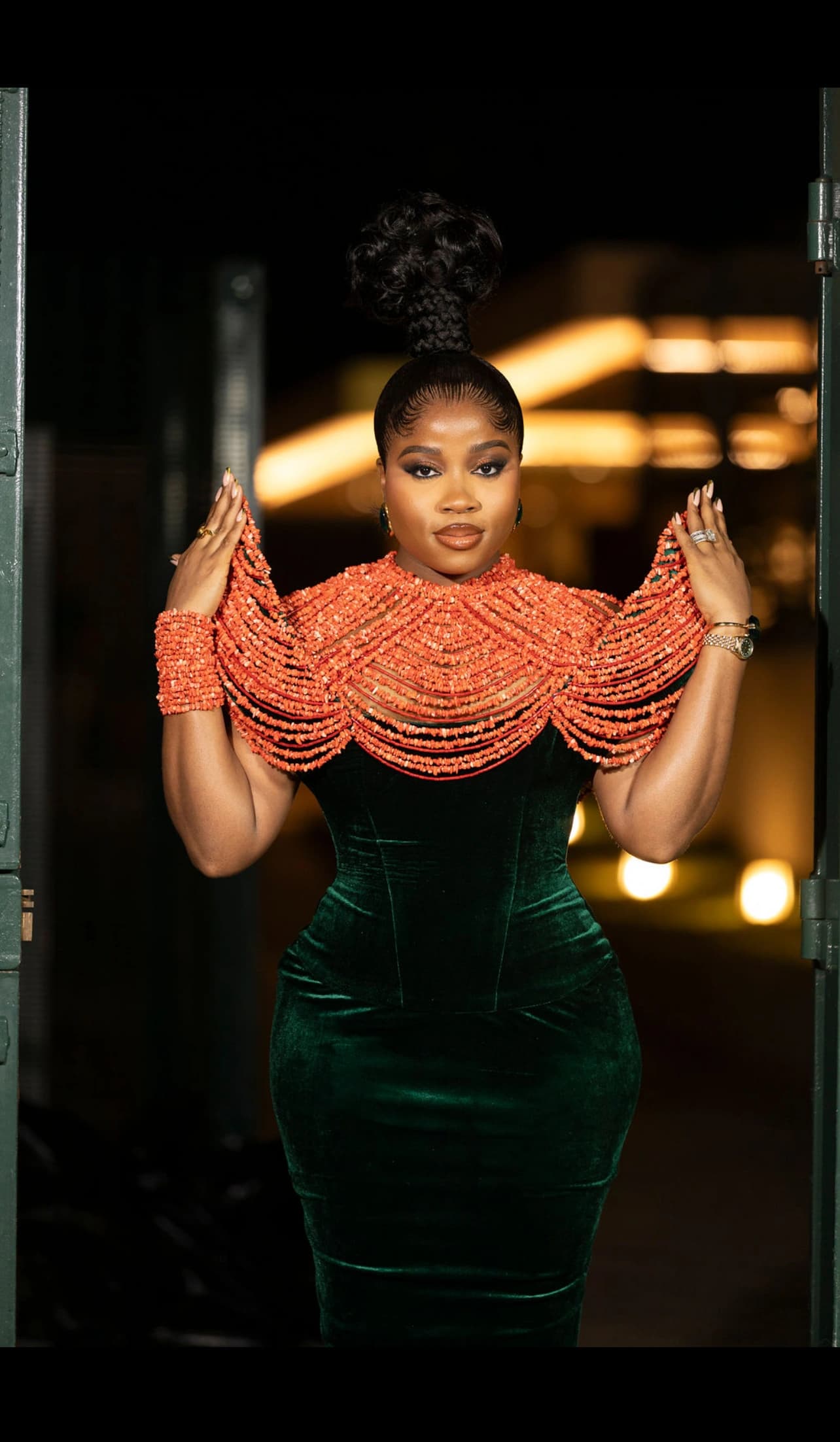 Tailored beaded top and dress